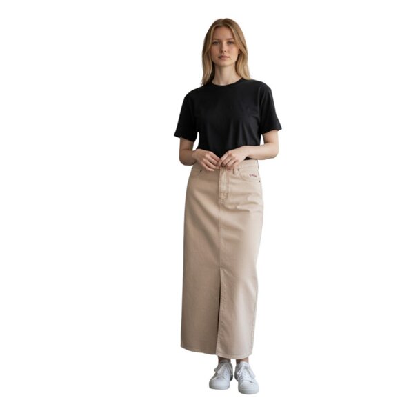 Oat New York Women's Cream Pencil Skirt Denim Midi 8/29 NWT SEE AD Modest - Picture 1 of 6
